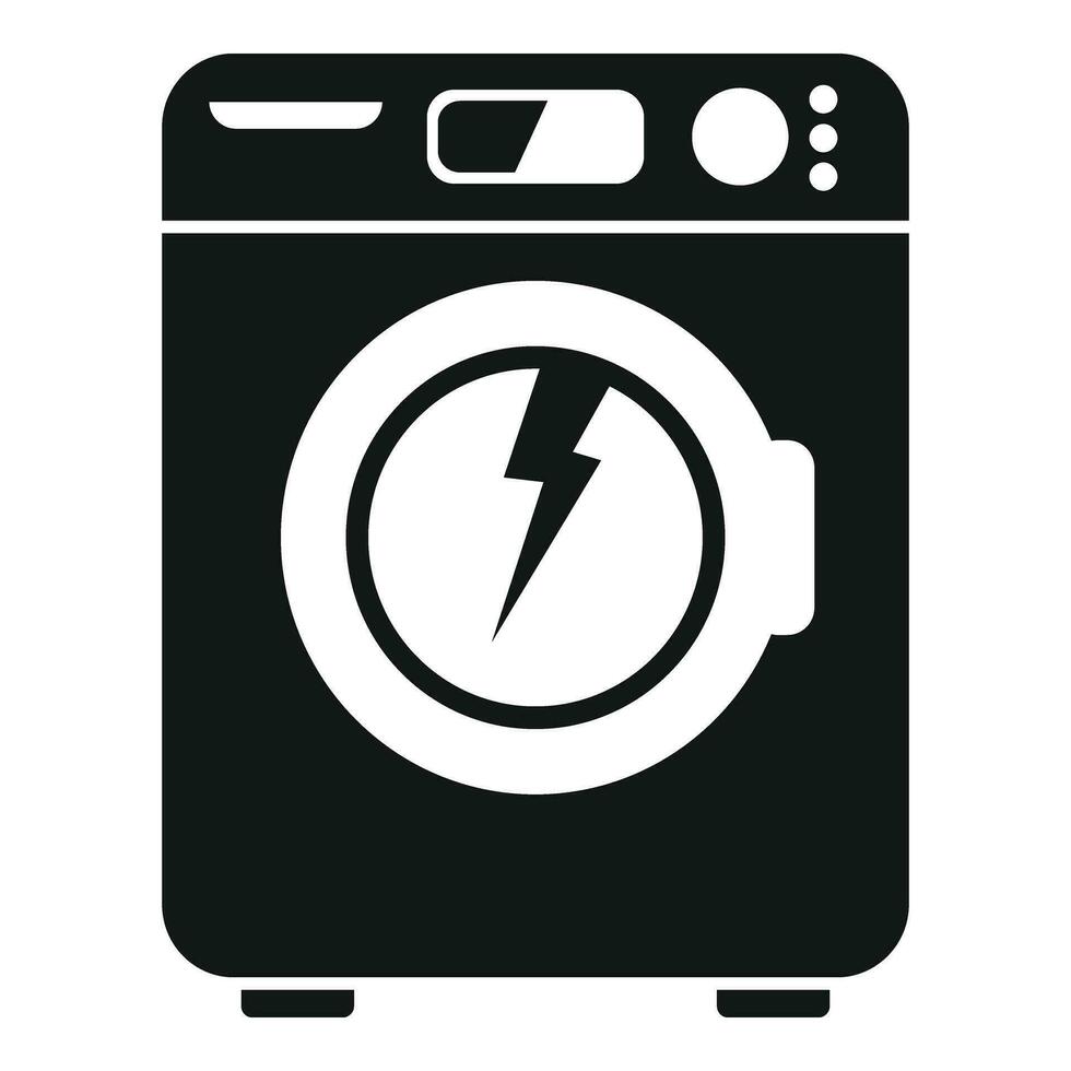 bruten elektrisk av tvättning maskin ikon enkel vektor. rengöring service vektor