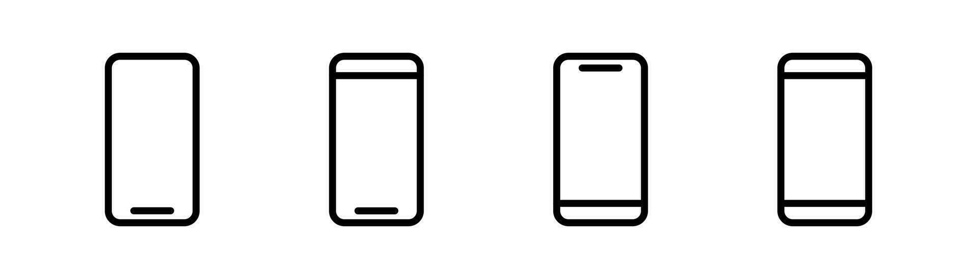 Smartphone Linie Symbol. Telefon Symbol Satz. Handy, Mobiltelefon Telefon im Linie. Smartphone unterzeichnen. Handy Bildschirm Piktogramm. editierbar Schlaganfall. Lager Vektor Illustration.