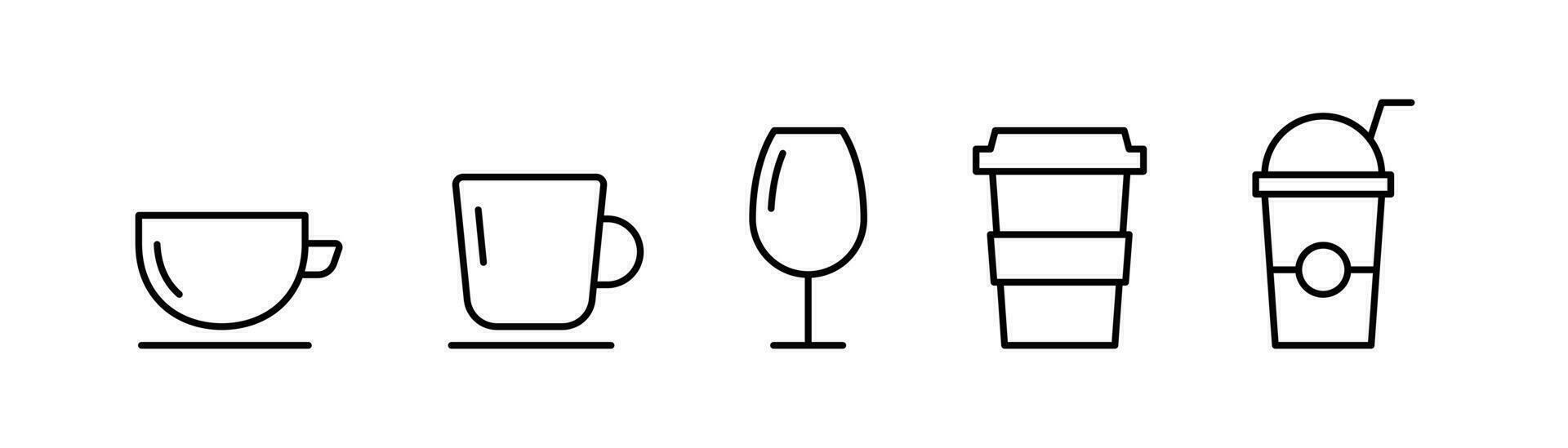 kaffe kopp ikon i linje. te kopp symbol. juice ikon i linje. råna symbol i översikt. kaffe råna i linjär. stock vektor illustration