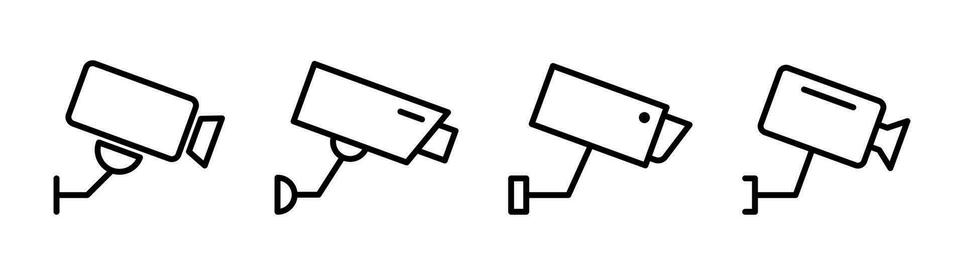 översikt säkerhet kamera. cCTV kamera ikon uppsättning. säkerhet kamera i linje. vakt säkerhet systemet. stock vektor illustration