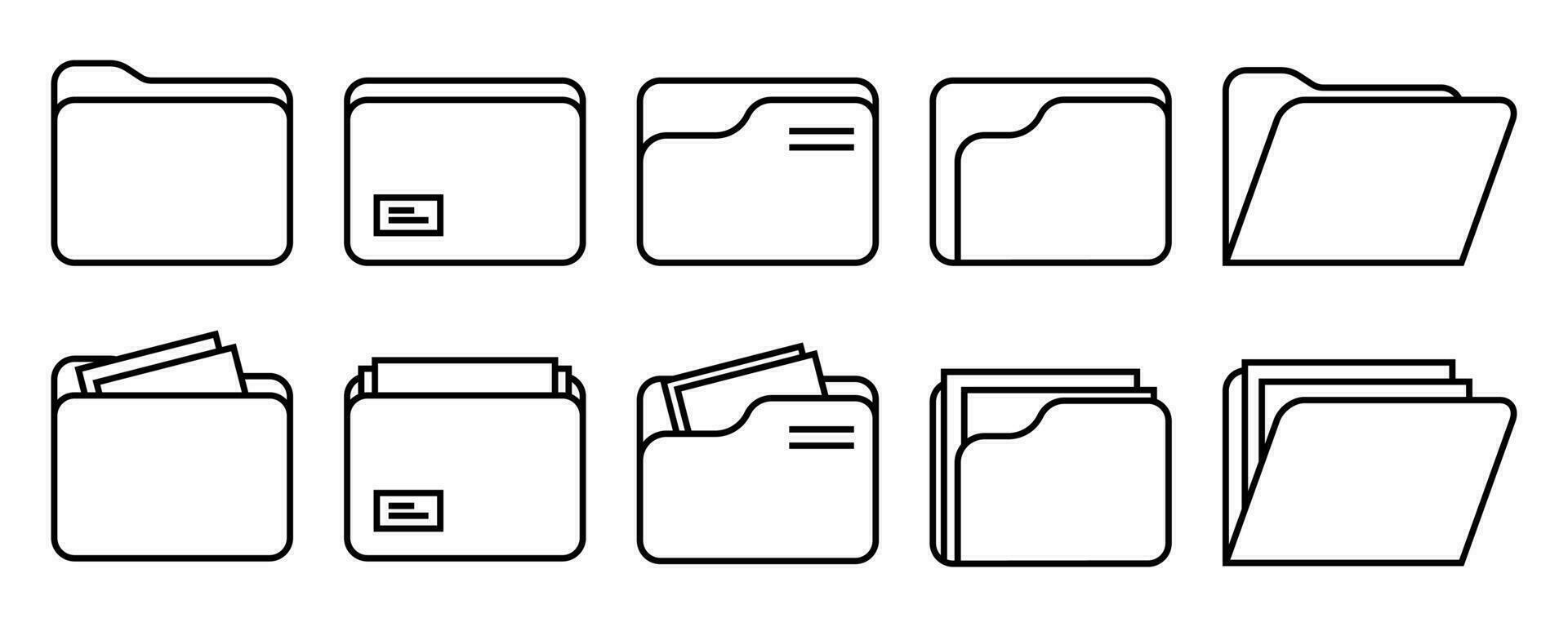 Gliederung Ordner. Computer dokumentieren. Datei Symbol im Ordner. linear Mappe mit Papier. dokumentieren Symbol im Umriss. Lager Vektor Illustration