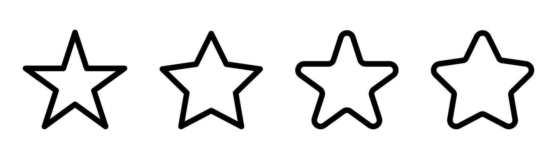 Star Symbol im Linie. Star Symbol im Umriss. schwarz Star gestalten Satz. Bewertung Symbol. Bewertung Illustration. Lager Vektor Illustration.