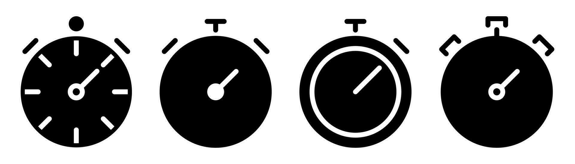 stoppur ikon uppsättning. timer symbol i glyph. fast stoppur ikon. nedräkning klocka. glyf timer i cirkel. stock vektor illustration.