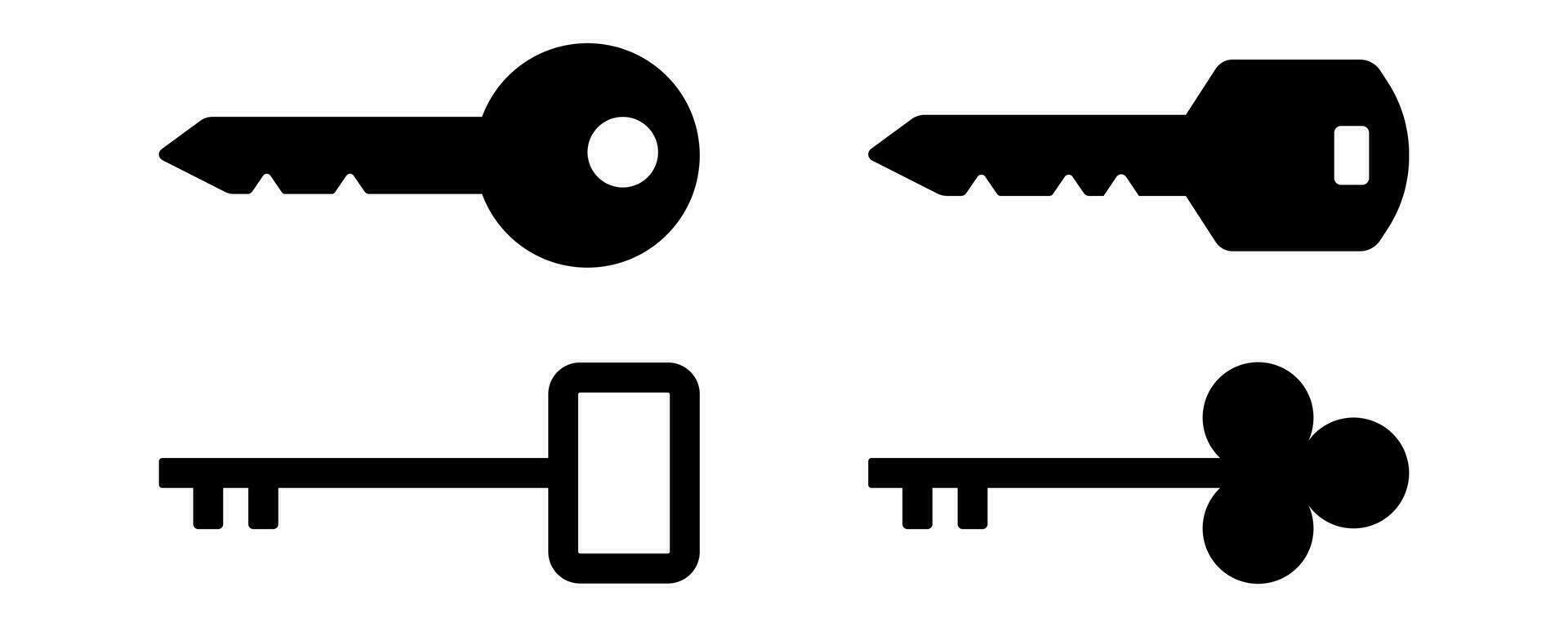 nyckel silhuett samling. dörr nyckel ikon uppsättning. säkerhet symbol i glyph. vektor eps 10