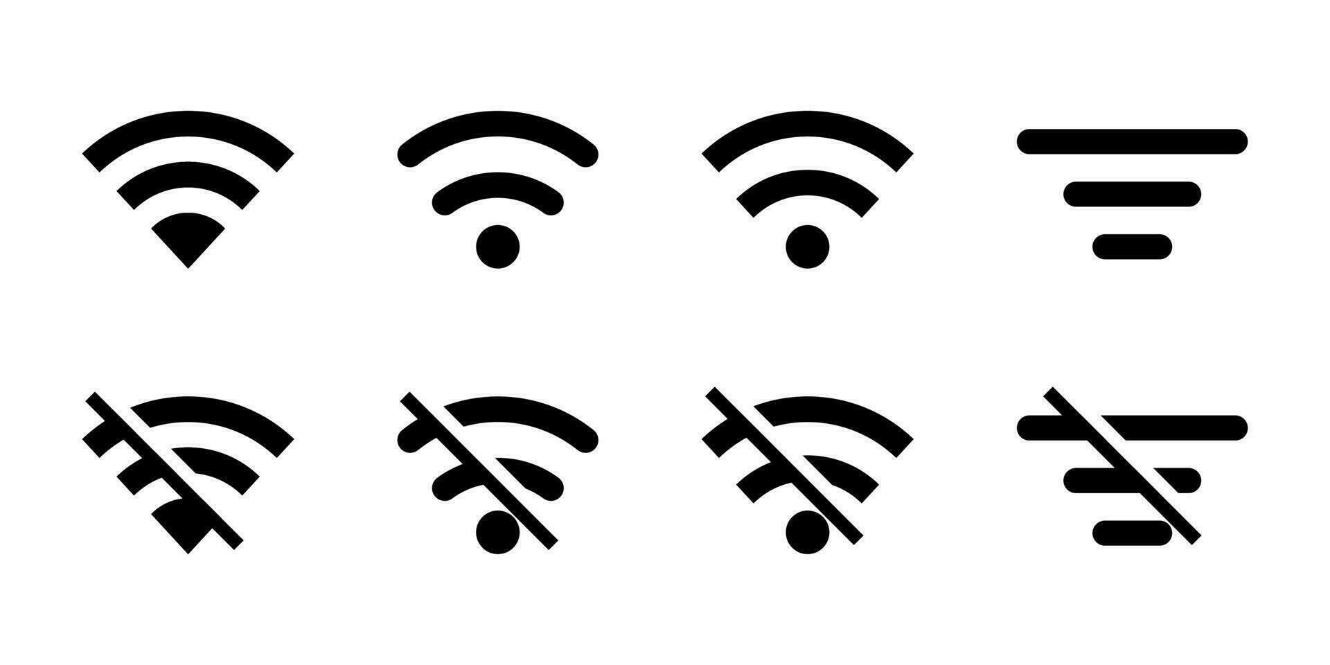 wiFi ikon uppsättning. trådlös symbol. internet tecken i glyph. wiFi ikon i glyph. nätverk status tecken. stock vektor illustration