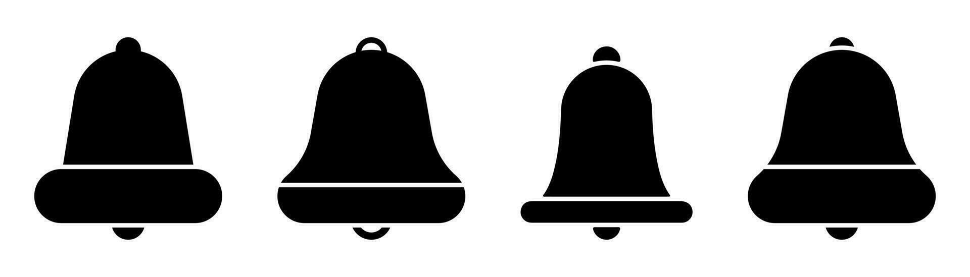 Benachrichtigung Glocke. Erinnerung Symbol. Alarm Glocke im Glyphe. Handglocke Symbol einstellen im schwarz. Klingeln warnen Symbol. Lager Vektor Illustration