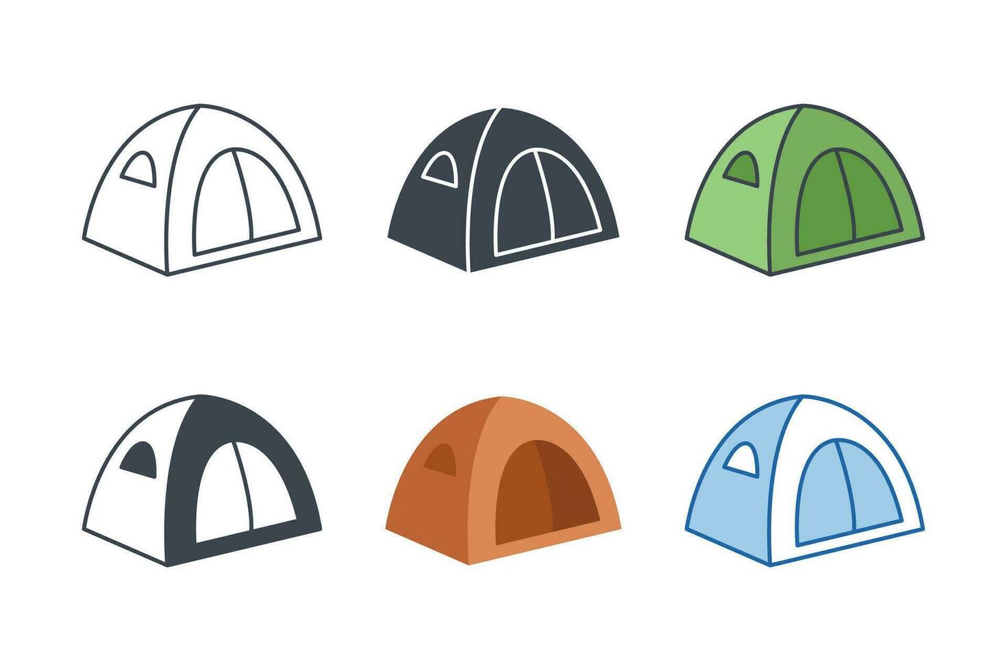 tält ikon samling med annorlunda stilar. tält ikon symbol vektor illustration isolerat på vit bakgrund