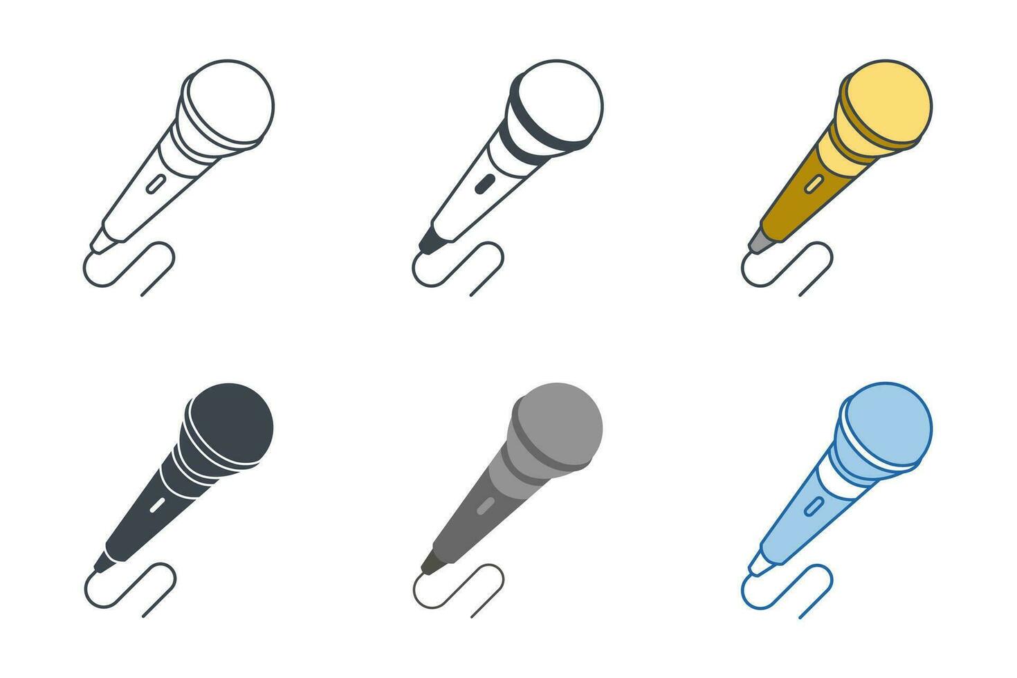 Mikrofon Symbol Sammlung mit anders Stile. Mikrofon Symbol Symbol Vektor Illustration isoliert auf Weiß Hintergrund