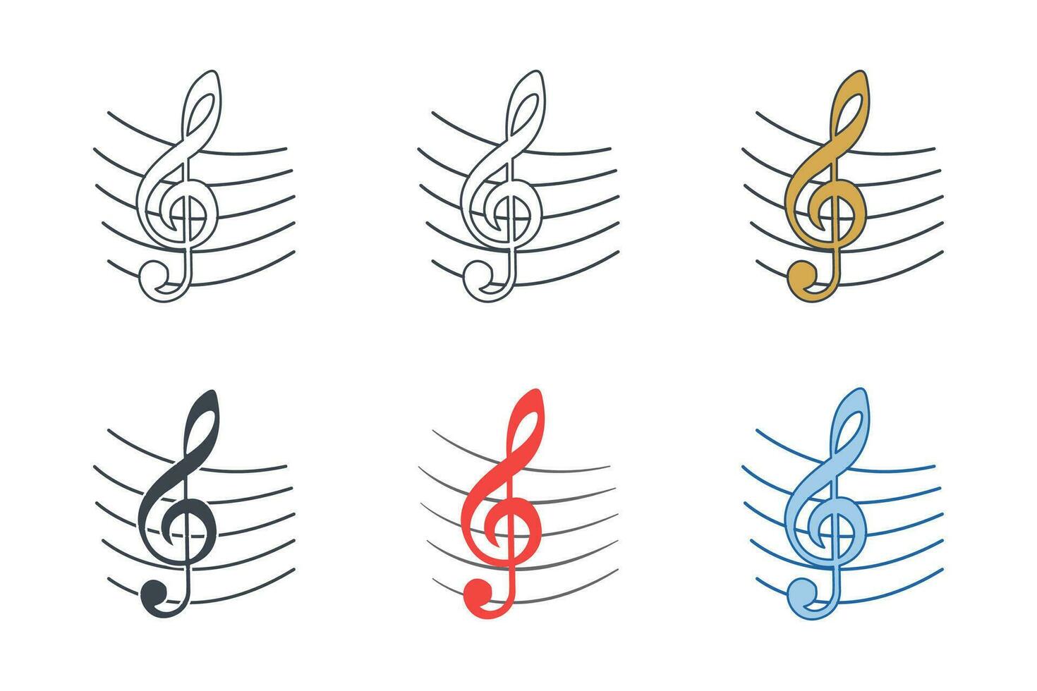 Musik- Hinweis Symbol Sammlung mit anders Stile. Ton Musik- Symbol Symbol Vektor Illustration isoliert auf Weiß Hintergrund