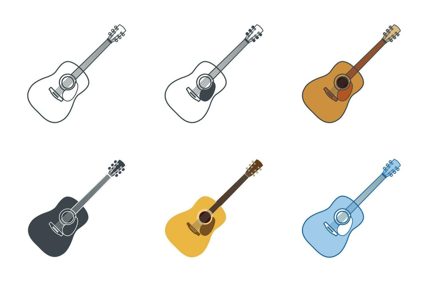 Gitarre Symbol Sammlung mit anders Stile. Gitarre Symbol Symbol Vektor Illustration isoliert auf Weiß Hintergrund