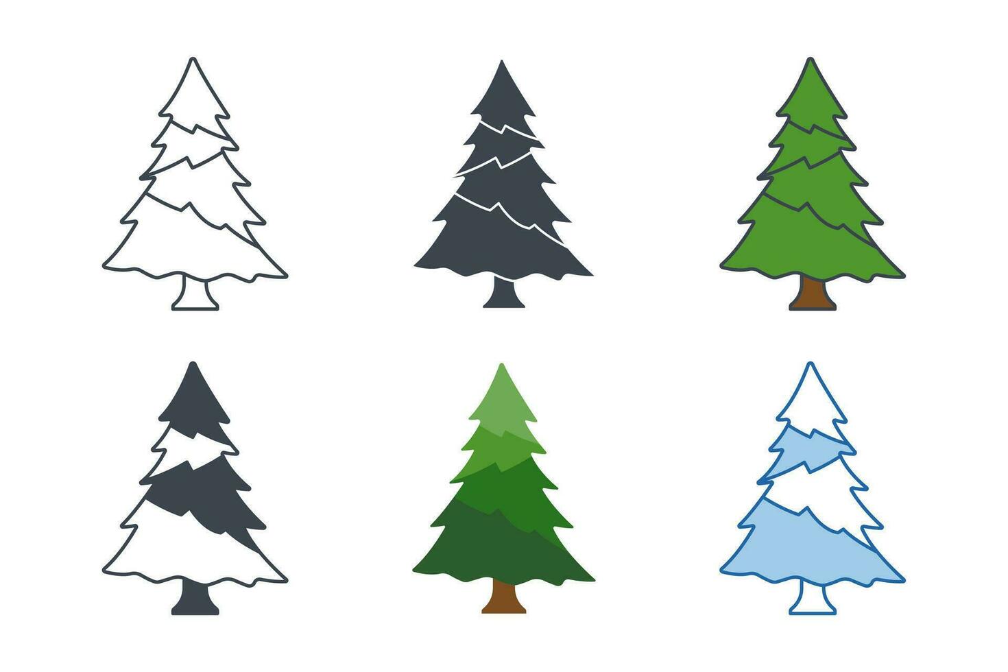 jul träd ikon samling med annorlunda stilar. tallar träd ikon symbol vektor illustration isolerat på vit bakgrund