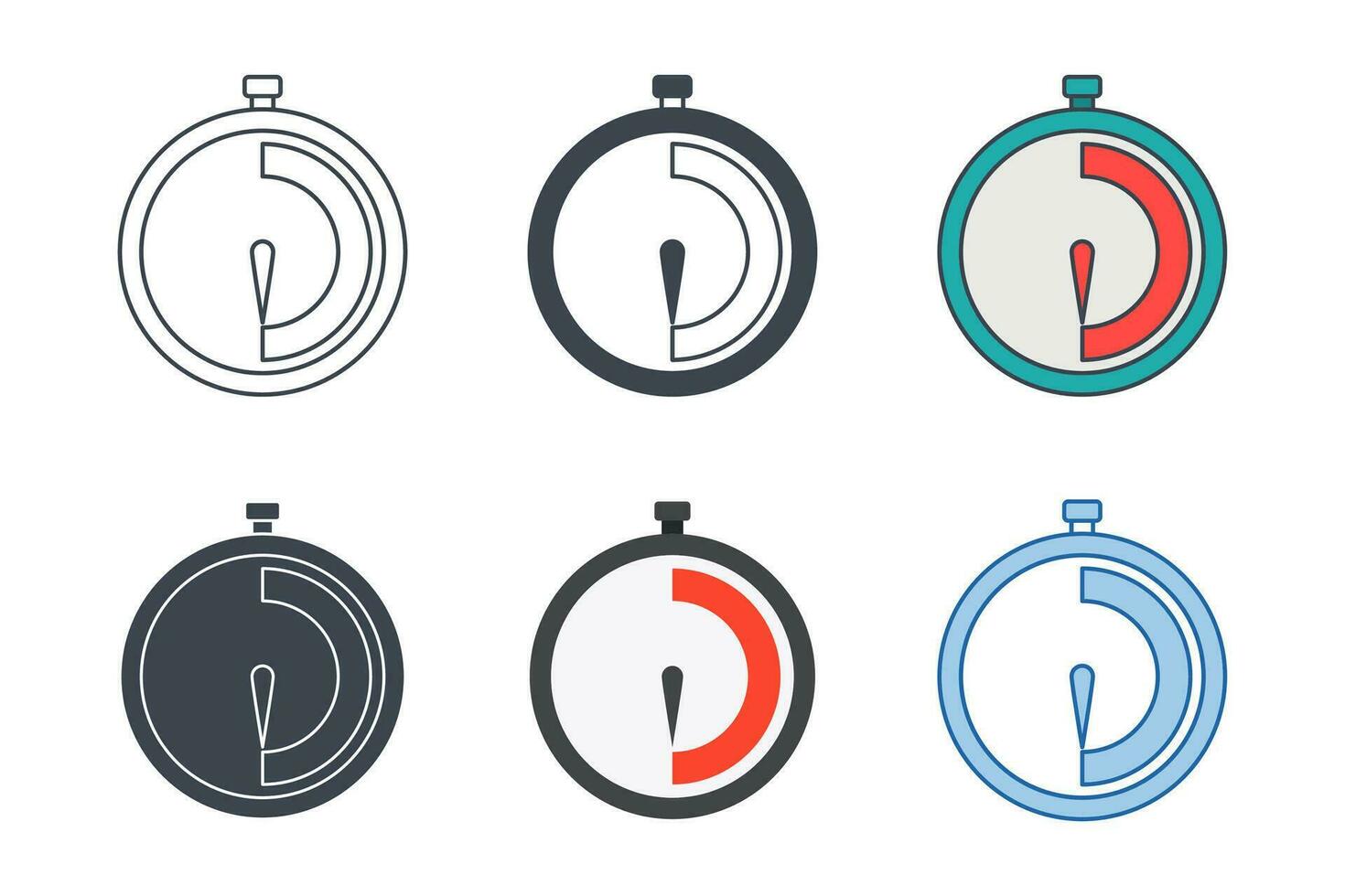 timer ikon samling med annorlunda stilar. stoppur timer ikon symbol vektor illustration isolerat på vit bakgrund