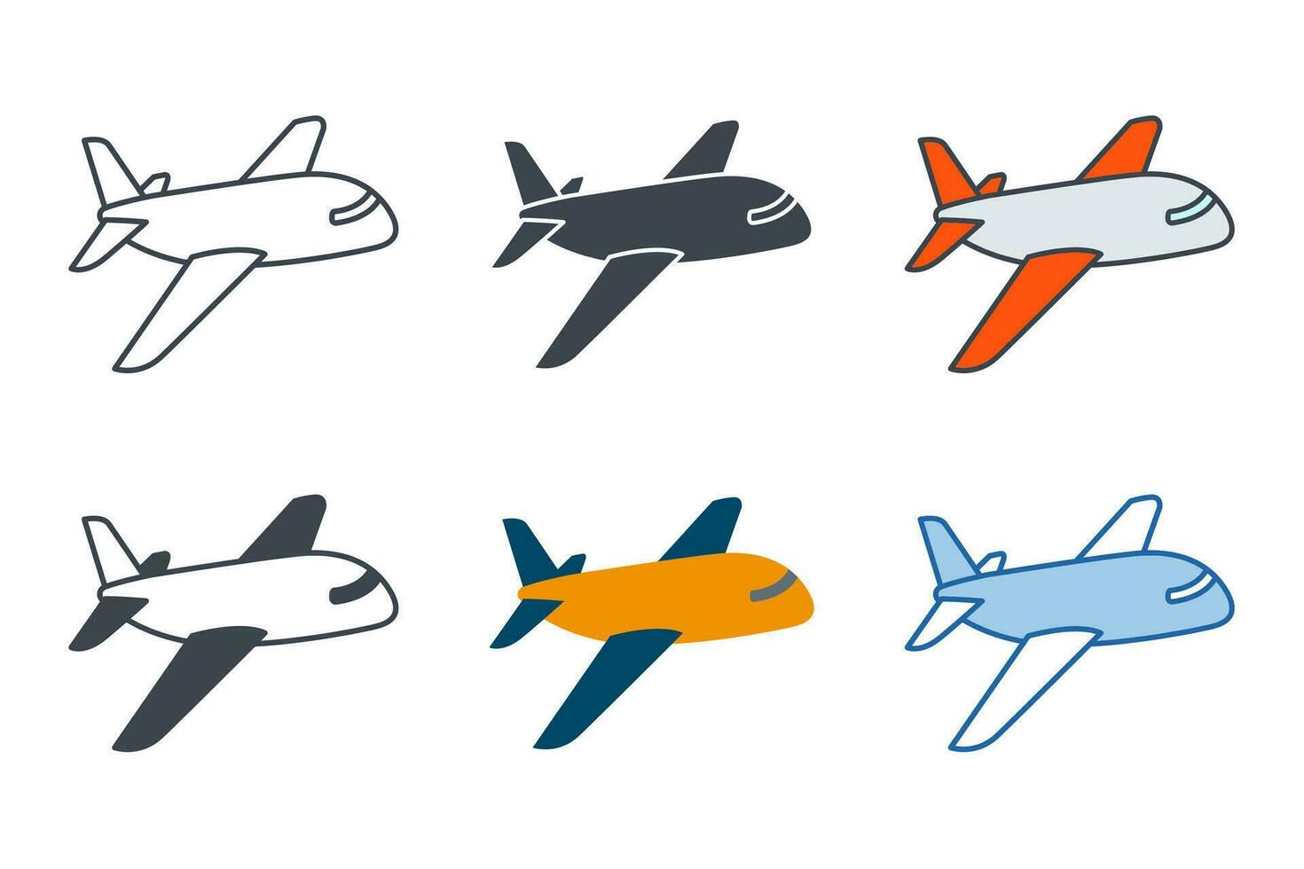 Flugzeug Symbol Sammlung mit anders Stile. Flugzeug Symbol Symbol Vektor Illustration isoliert auf Weiß Hintergrund