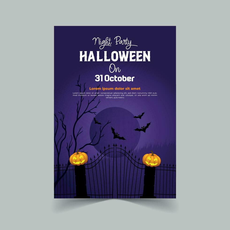 halloween fest inbjudan med Skräck hus full måne fest lura eller behandla flygblad mall vektor illustration för roligt halloween fest inbjudan kort proffs vektor