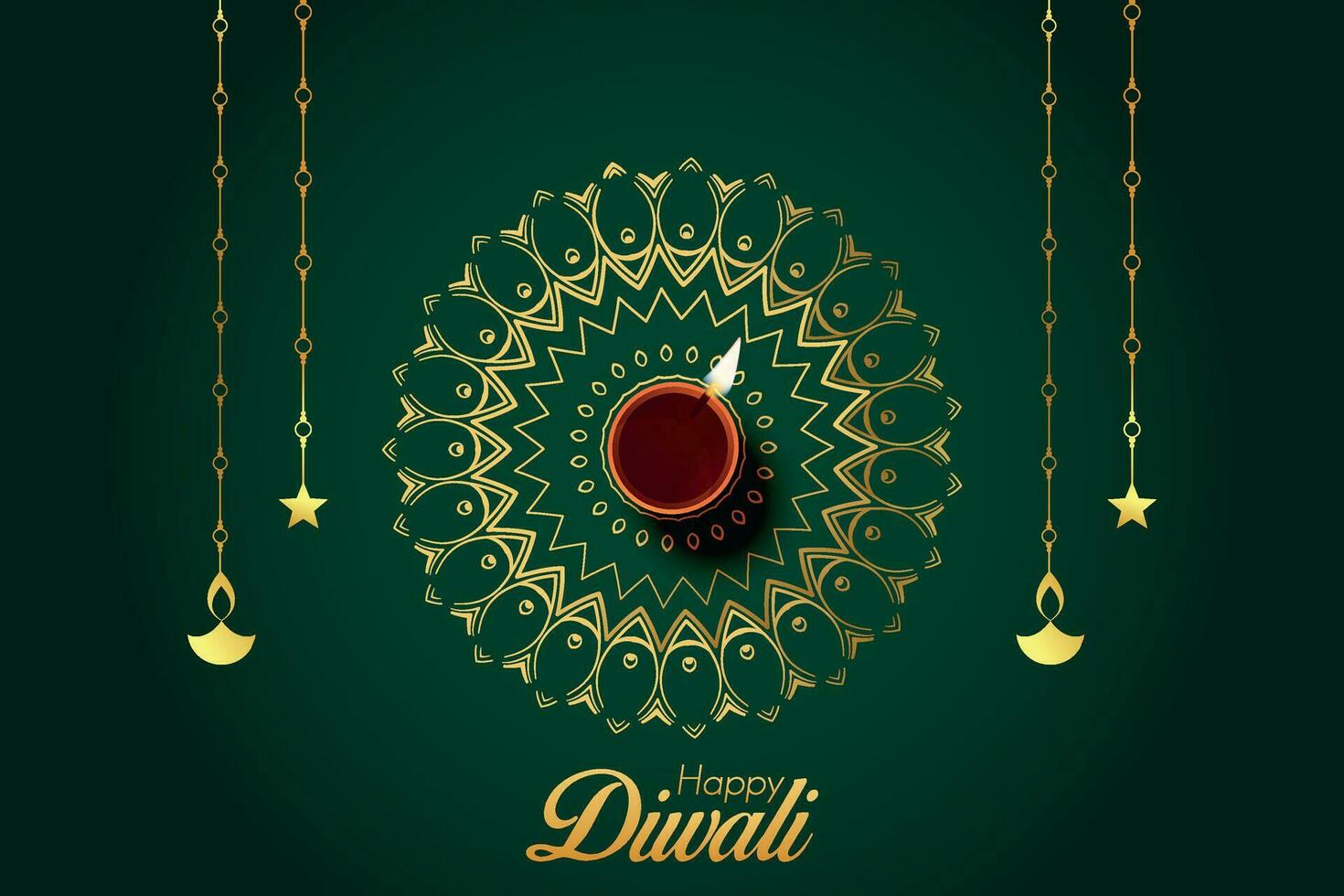 glücklich Diwali Design mit Diya Öl Lampe Elemente Hintergrund, Hindu religiös Diwali Festival Poster Design vektor