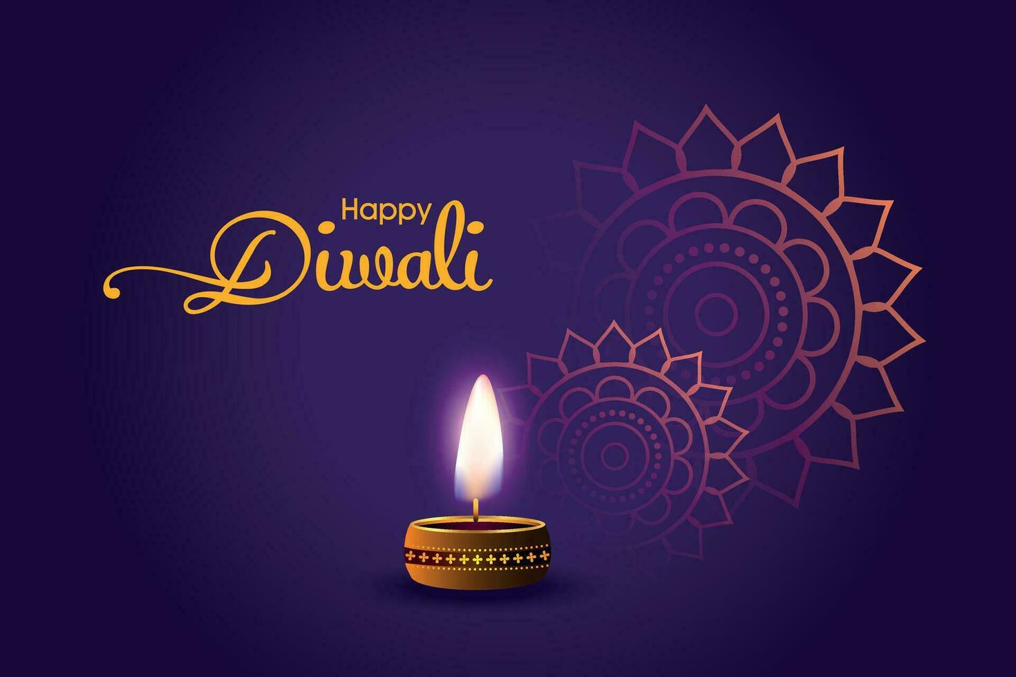 glücklich Diwali Design mit Diya Öl Lampe Elemente Hintergrund, Hindu religiös Diwali Festival Poster Design vektor