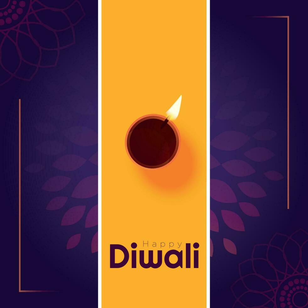 Lycklig diwali design med diya olja lampa element bakgrund, hindu religiös diwali festival affisch design vektor