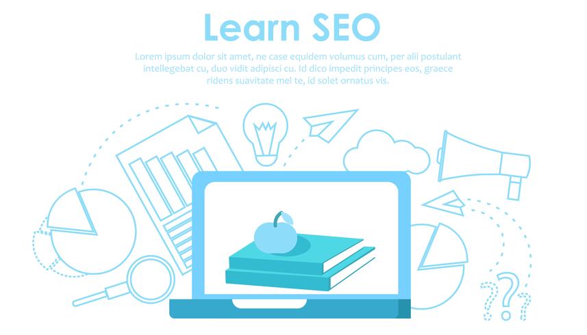 Lär dig seo banner, Vector platt illustration