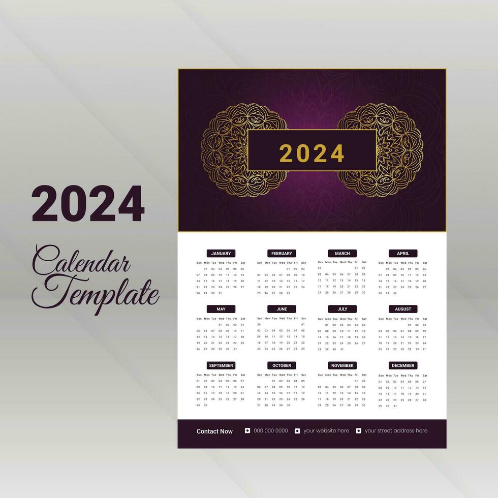kalender design 2024 företags- design mall vektor. vektor