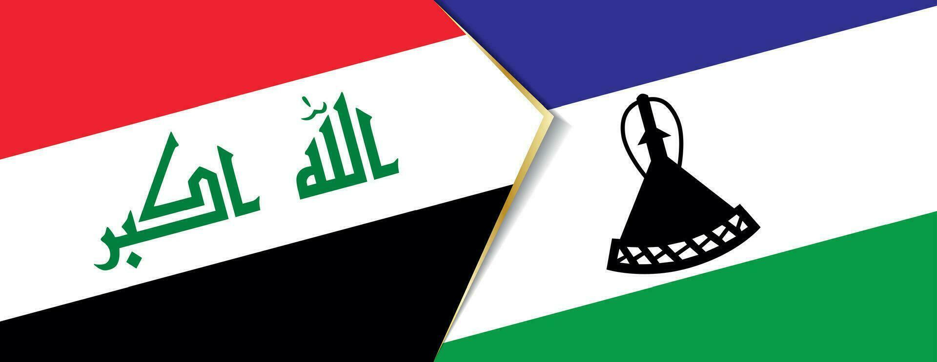 irak och lesotho flaggor, två vektor flaggor.