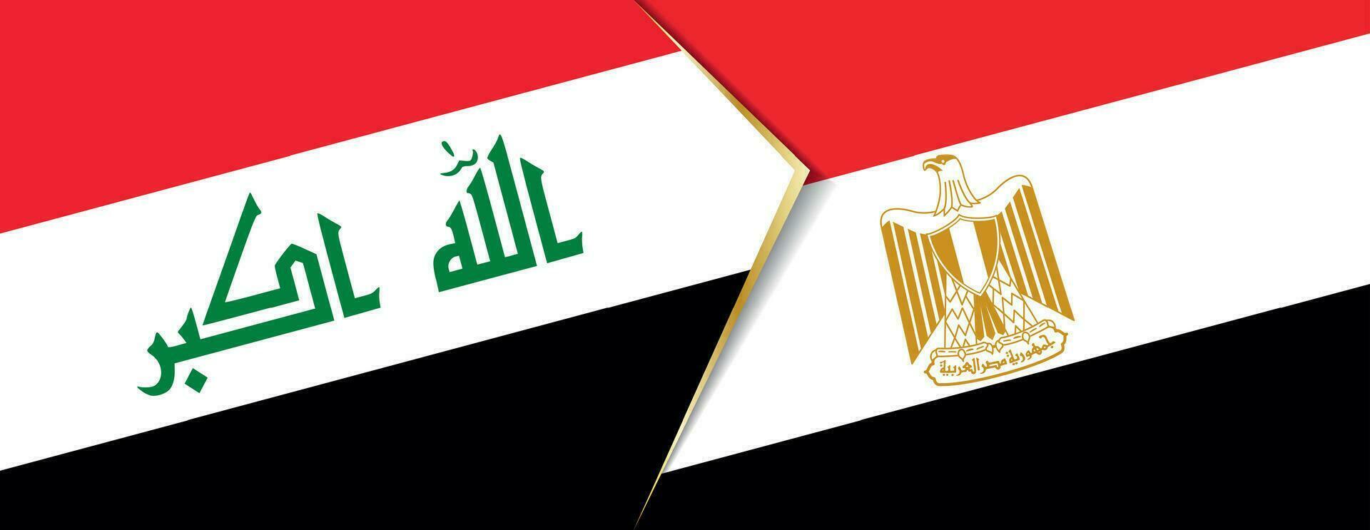 irak och egypten flaggor, två vektor flaggor.