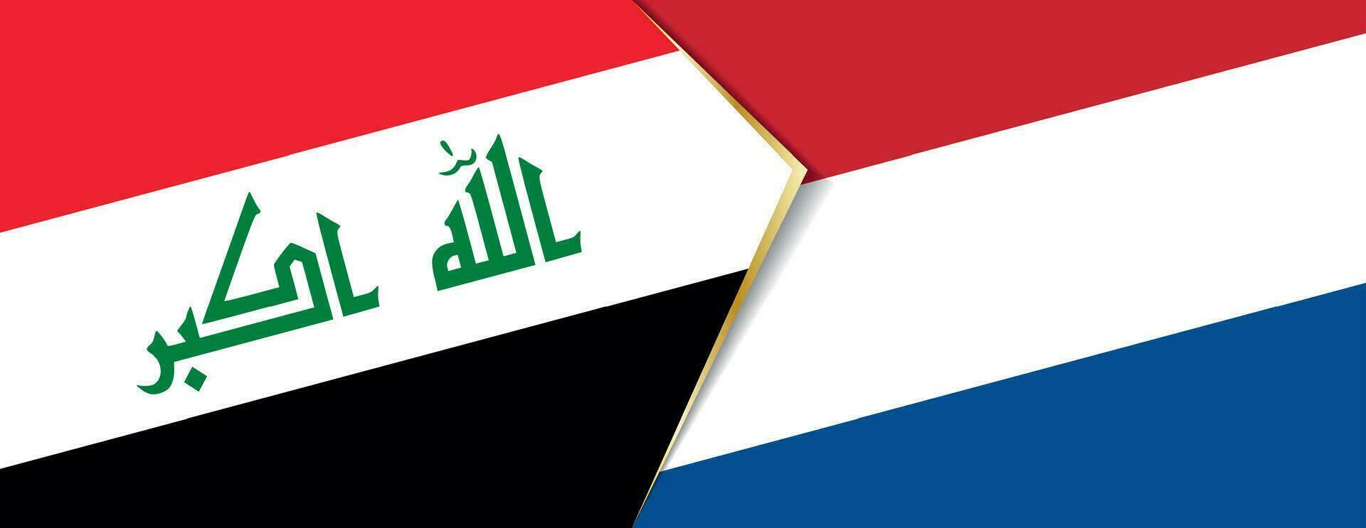 irak och nederländerna flaggor, två vektor flaggor.