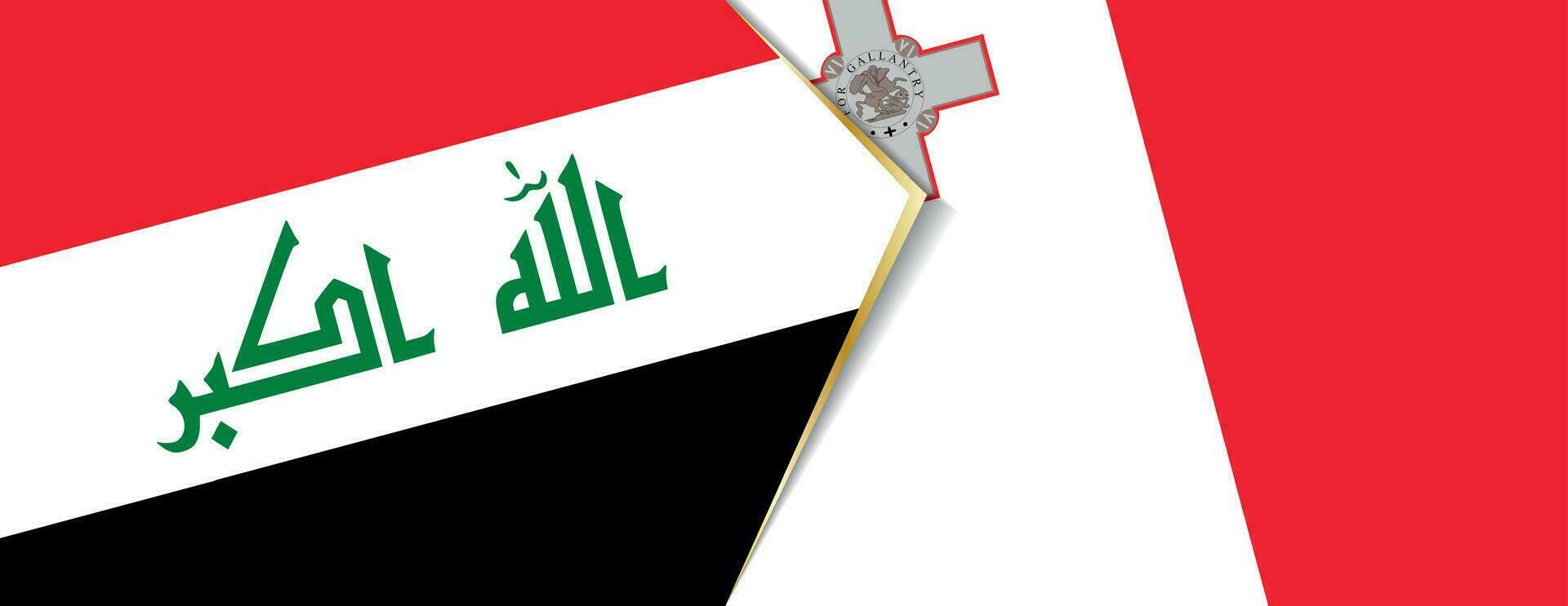 irak och malta flaggor, två vektor flaggor.