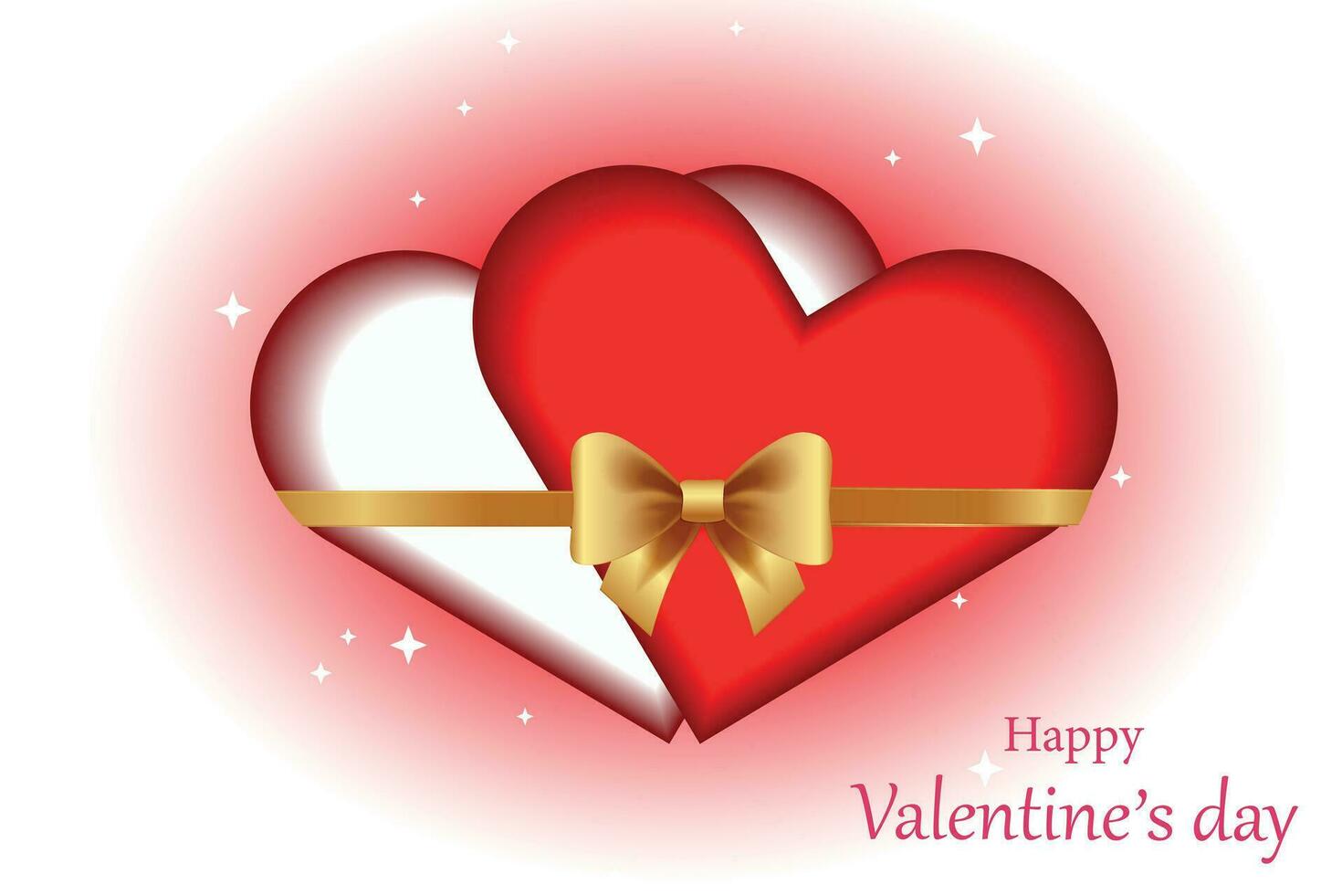 två kärleksfull hjärtan bunden med en gyllene band evigt tillsammans, romantisk illustration.valentines dag begrepp. vektor