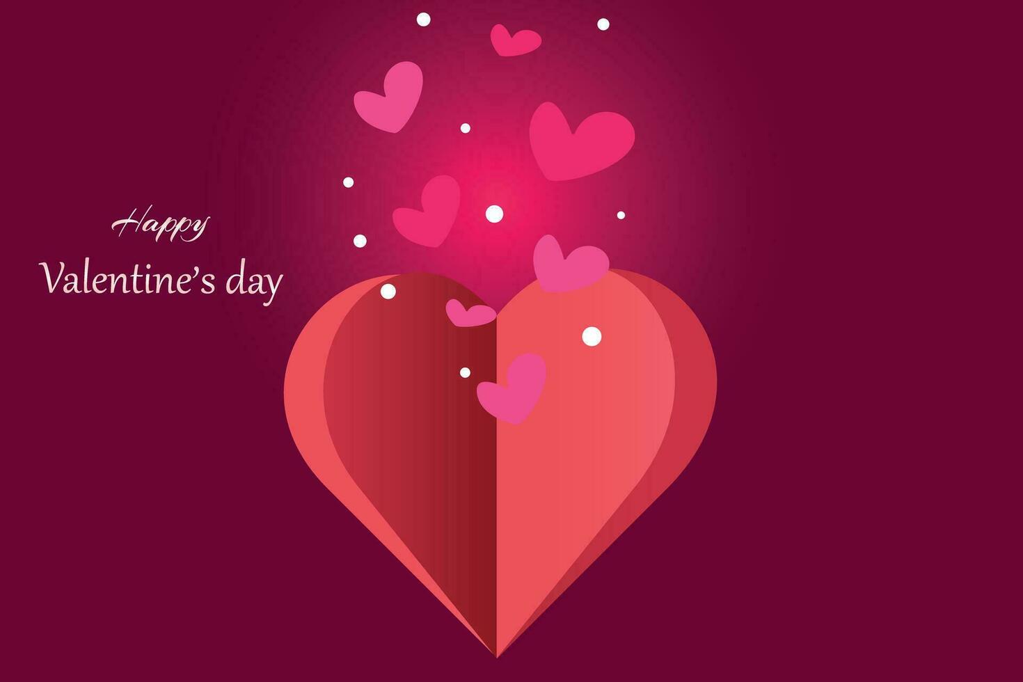 skön illustration för valentines dag. romantisk kort med papper hjärta och små hjärtan i naken stil. vektor. vektor