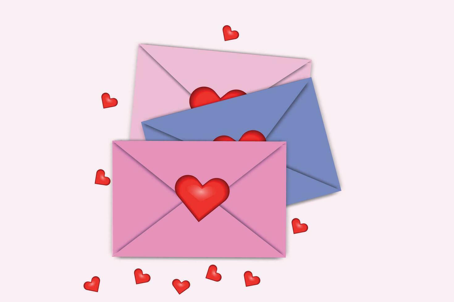 kuvert med en hjärta för valentines dag i rosa och lila färger. vektor illustration för de Semester.