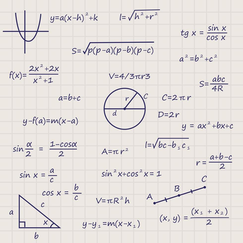 Notizbuchblatt mit wissenschaftlicher Geometrieformelvorlage für Ihr Design vektor