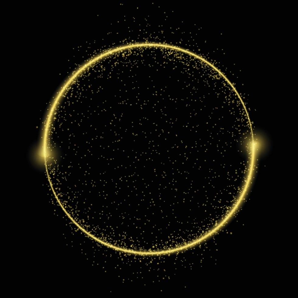 goldener Kreisrahmen mit Glitzerlichteffekt. Vorlage für Ihr Design vektor