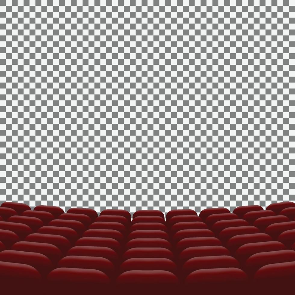 rader av röda biografsäten på transparent bakgrund vektor