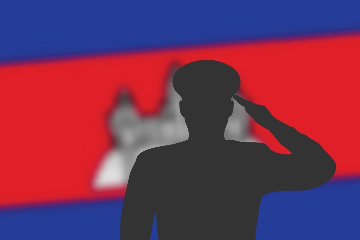 Lötsilhouette auf Unschärfehintergrund mit Kambodscha-Flagge. vektor