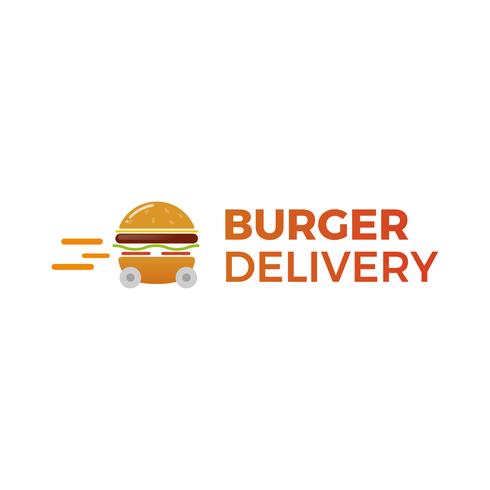 Burger Lieferung. Schnelles Hamburger Auto. Logo für ein Restaurant oder ein Café. Vektor-Illustration vektor