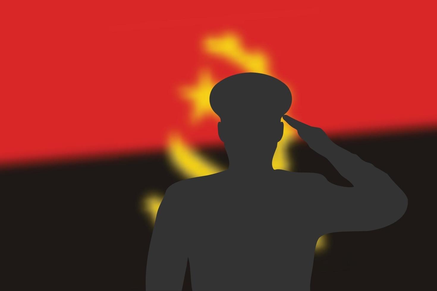 Lötsilhouette auf Unschärfehintergrund mit Angola-Flagge. vektor