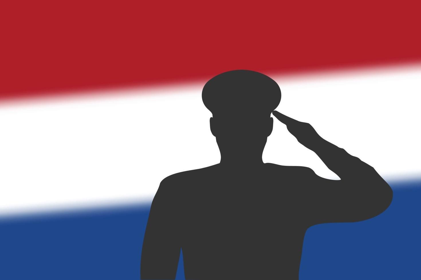 Lötsilhouette auf unscharfem Hintergrund mit niederländischer Flagge. vektor