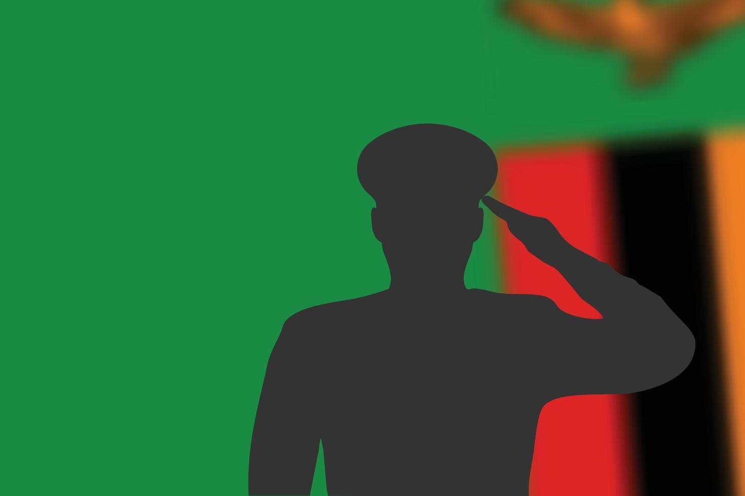 löd silhuett på suddig bakgrund med zambias flagga. vektor