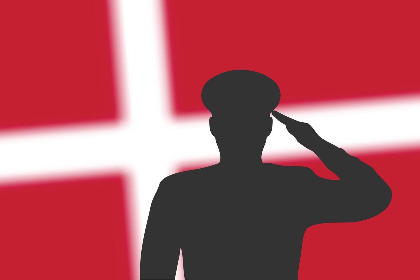 löd silhuett på suddig bakgrund med danska flaggan. vektor