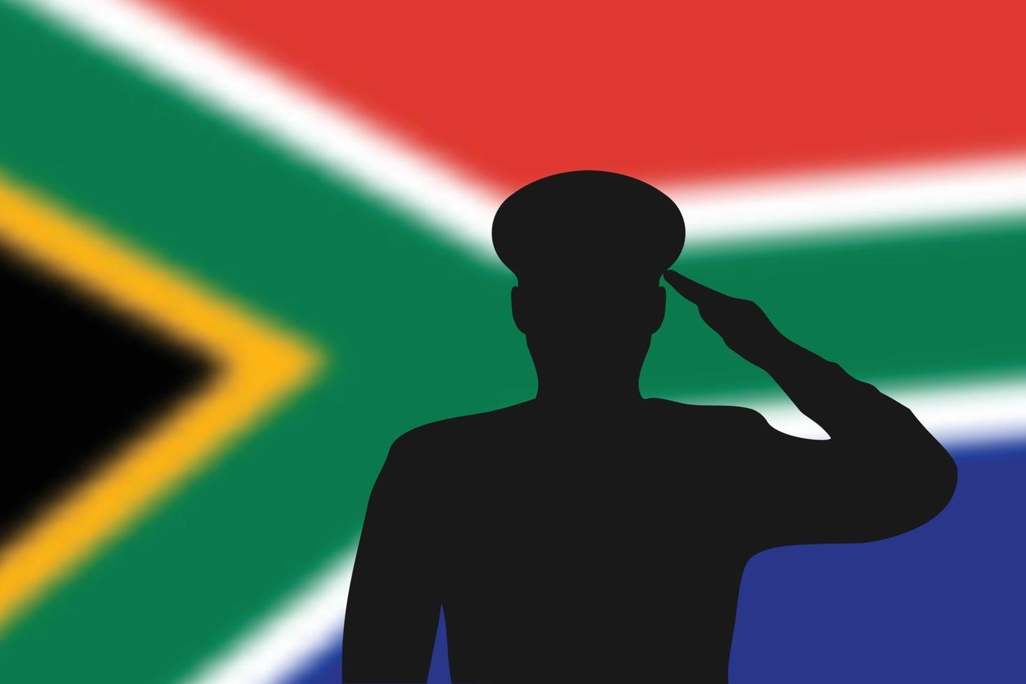 Lötsilhouette auf unscharfem Hintergrund mit südafrikanischer Flagge. vektor