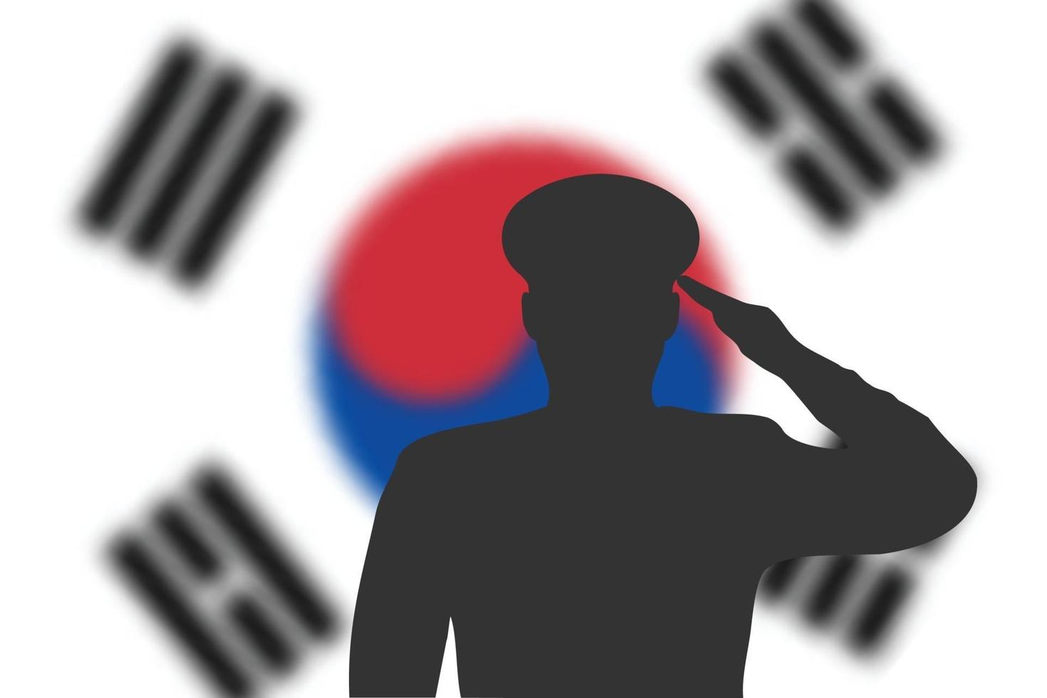 Lötsilhouette auf Unschärfehintergrund mit Südkorea-Flagge. vektor
