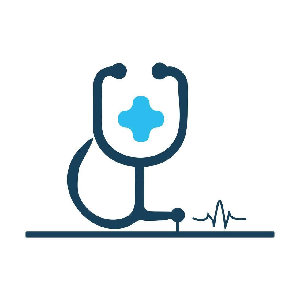 Symbol von das Stethoskop Zeichen im eben Design Vektor Kunstwerk von ein Arzt im Medizin auf ein Weiss, isoliert Hintergrund das Konzept von ein Krankenhaus Geschäft
