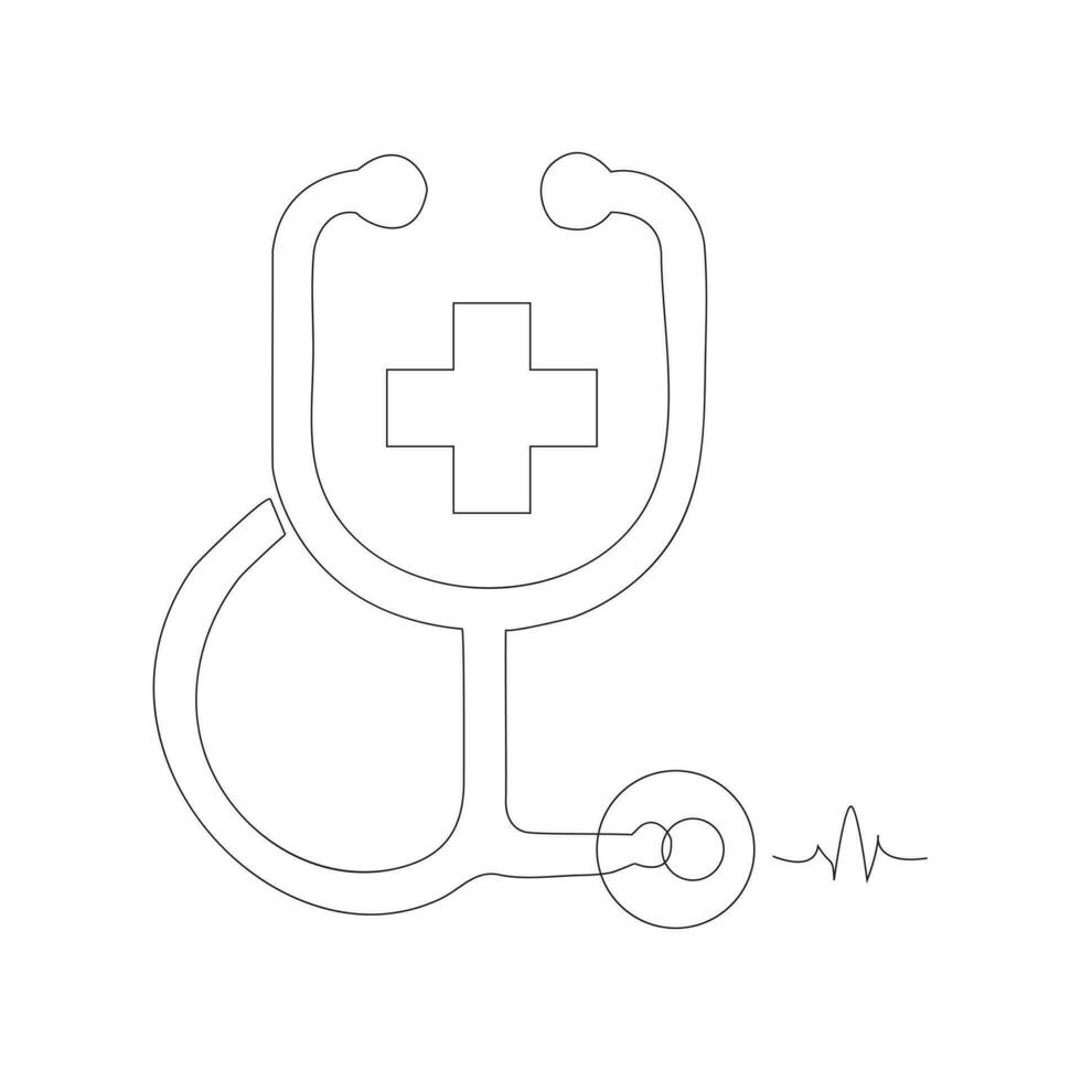 ikon av de stetoskop tecken i platt design vektor konstverk av en läkare i medicin på en vit, isolerat bakgrund de begrepp av en sjukhus företag