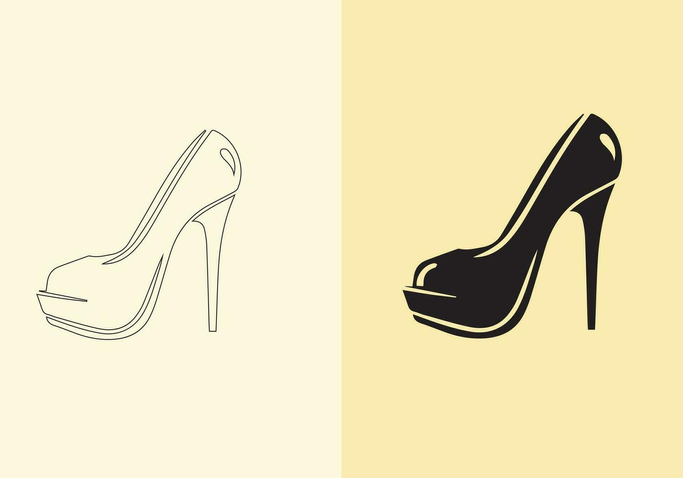 en distinkt par av färgrik kvinnors skor. kvinnors stilett högklackade sko samling. eleganta skor för flickor. vektor