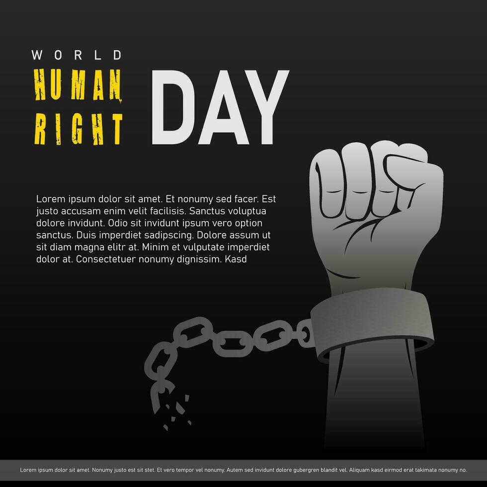 Welt Mensch Rechte Tag, 10 Dezember, geeignet Design zum Gruß Karte Banner, Poster, und Sozial Medien Post vektor