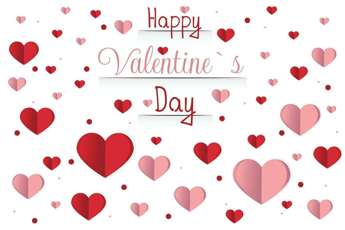 14 februari, Lycklig valentine dag kreativ kärlek sammansättning av de hjärtan, papercraft vektor