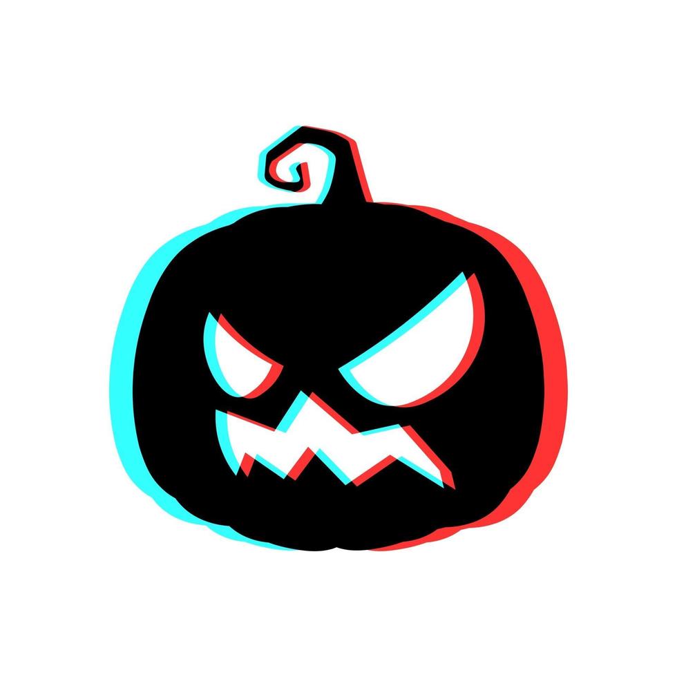 halloween läskig pumpa med 3d -effekt och blå och röda färger vektor