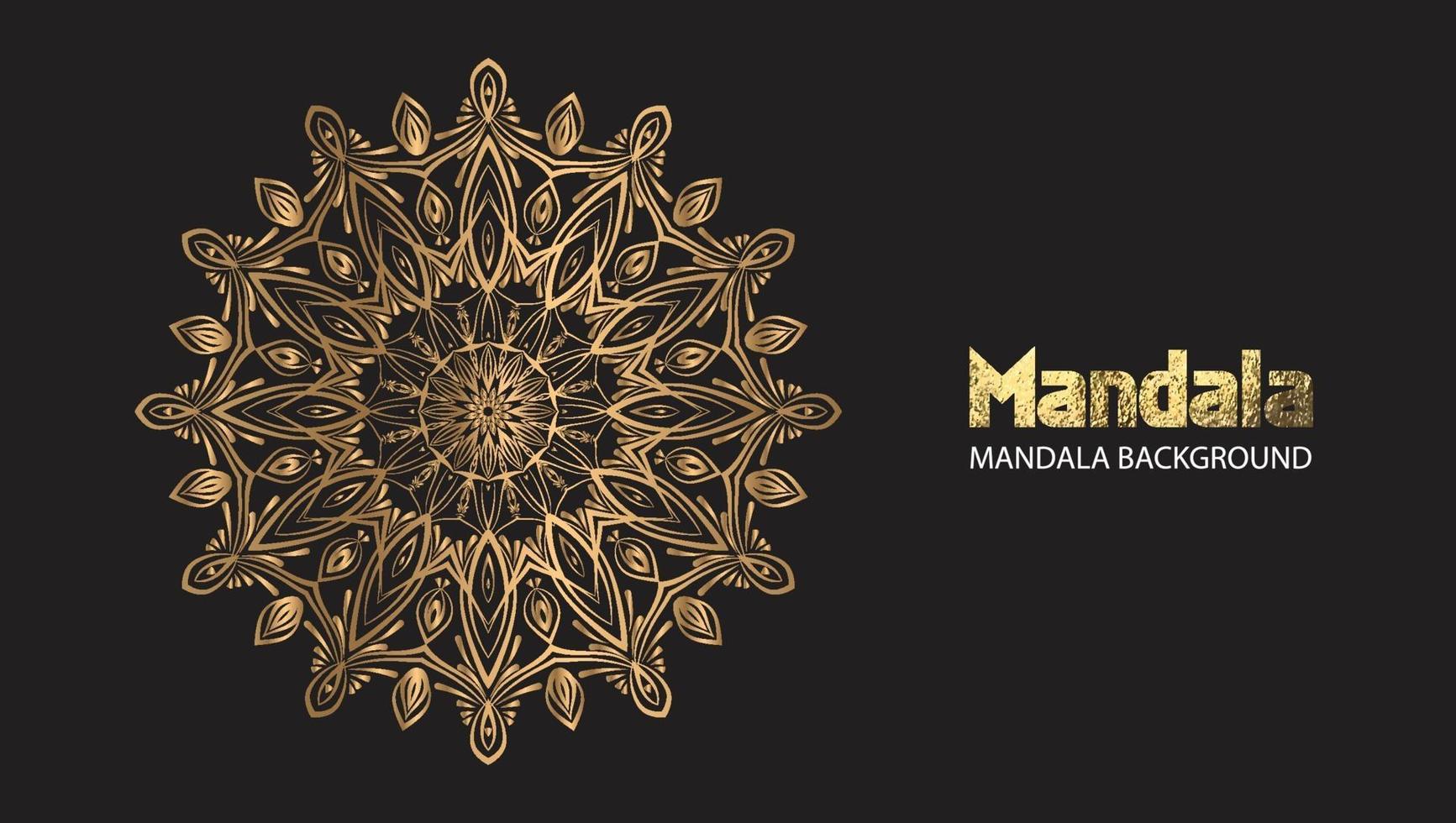 Mandala-Design Mandala-Vektor runder Luxus-Design goldener Pinseltext. vektor