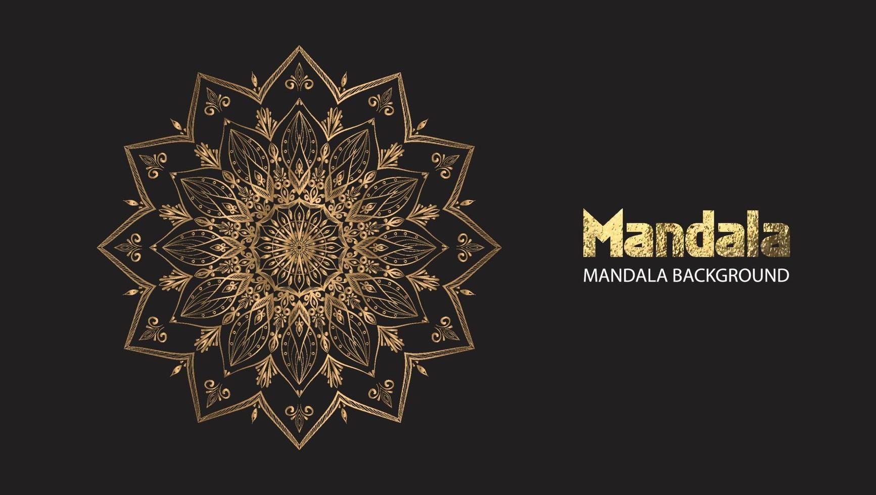 Mandala-Design Mandala-Vektor runder Luxus-Design goldener Pinseltext. vektor