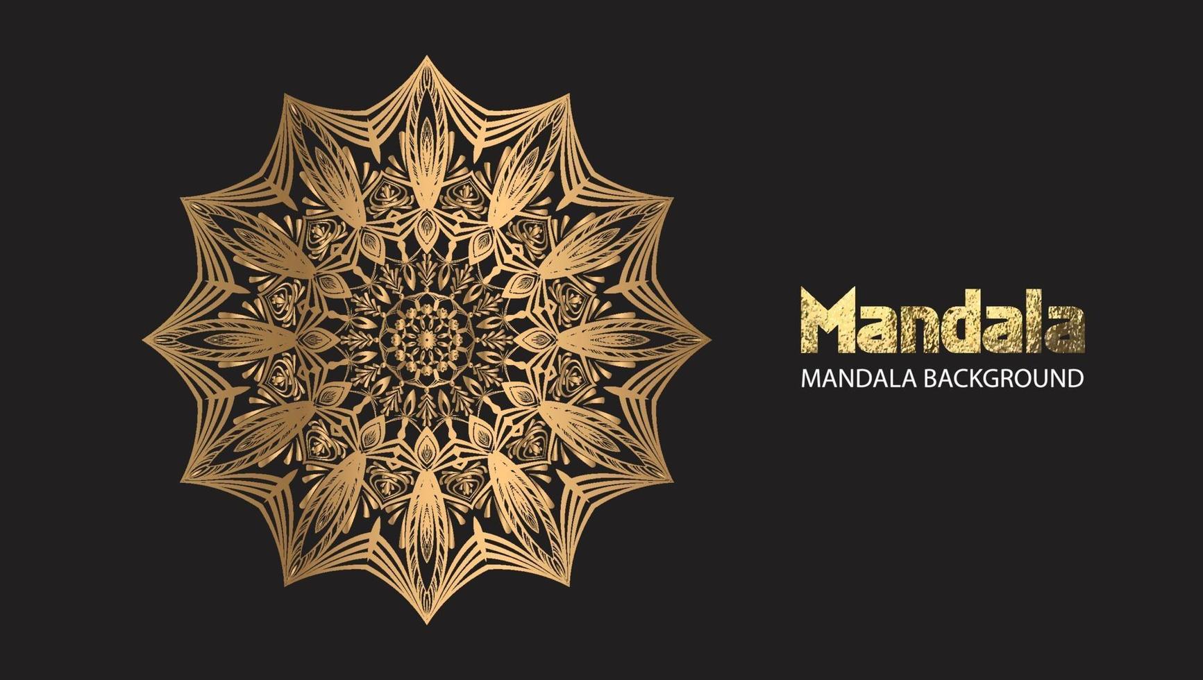 Mandala-Design Mandala-Vektor runder Luxus-Design goldener Pinseltext. vektor